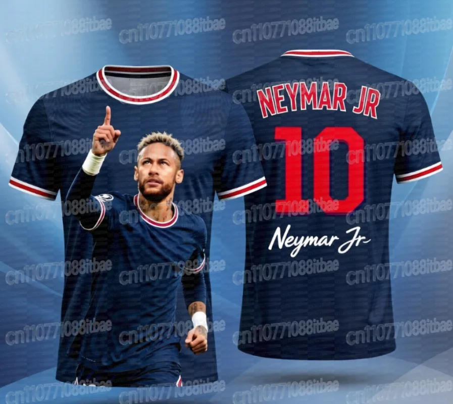 Maillot de football PSG domicile Neymar JR édition 10 à séchage rapide et respirant, haut d'été à manches courtes, t-shirts assortis pour toute la famille et les enfants