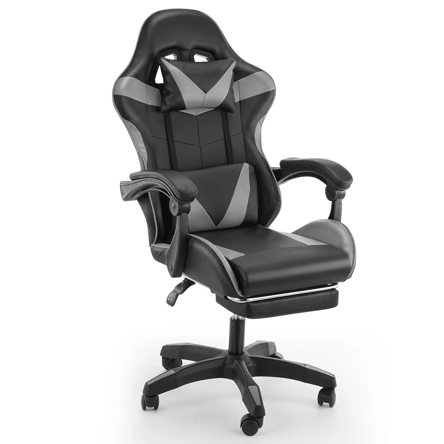 Bürostuhl, Gaming-Stuhl, ergonomischer Gaming-Stuhl (mit Fußstütze), Lendenwirbelstütze, gepolsterter Gaming-Stuhl, belastbar bis 150 kg