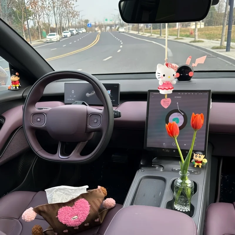 2025 Neuer Miniso Rosa Cartoon Niedlicher Hello Kitty Auto-Rückspiegel-Anhänger Auto-Innendekoration Anhänger Niedlicher Taschenanhänger