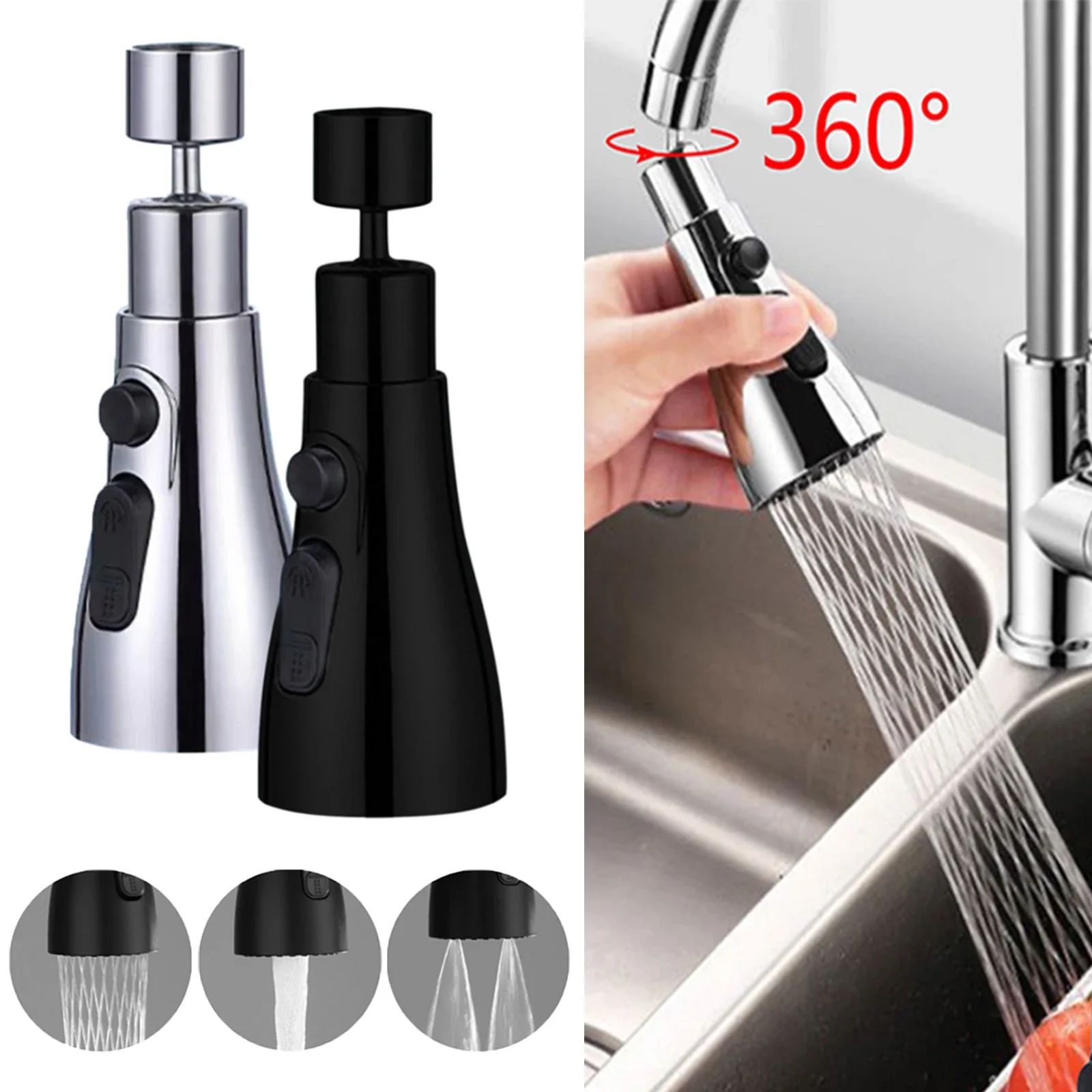 Prolongateur de robinet de cuisine universel 360° ° Robinet de cuisine extractible rotatif, multi-modes, à jet puissant, accessoires de cuisine