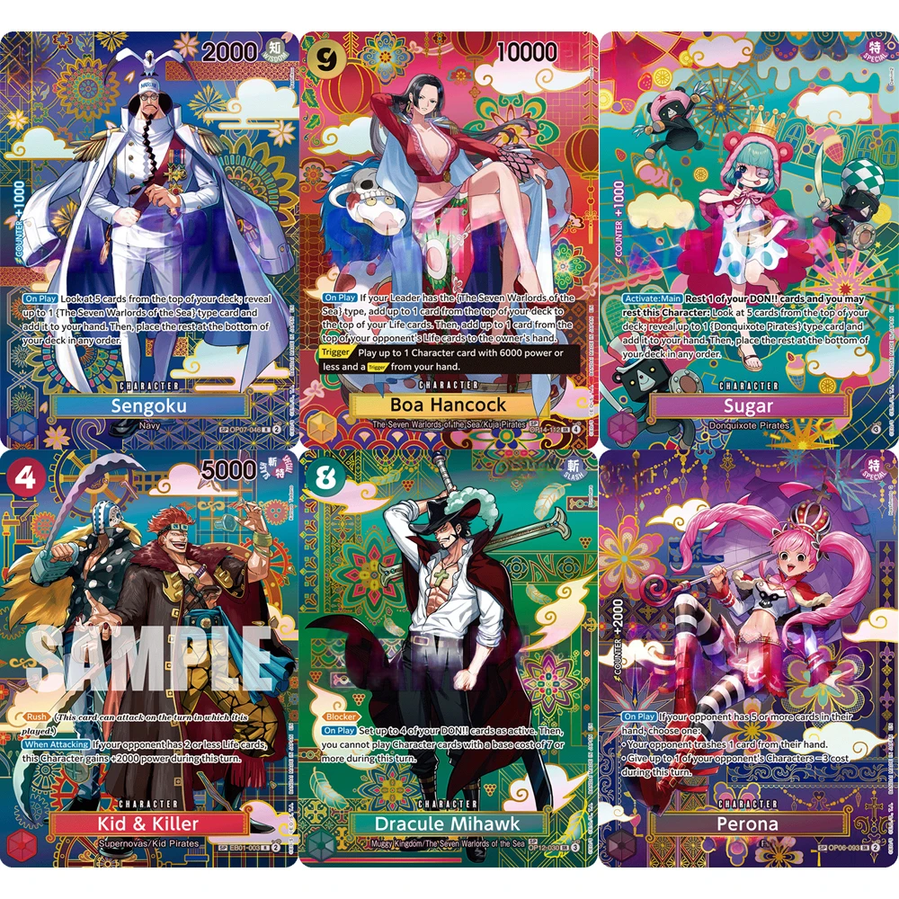 ONE PIECE Sammelkarten OP14 SP Boa·Hancock Dracule Mihawk EN DIY Hochwertige selbstgemachte Spiel-Anime-Karten Geschenkspielzeug Image
