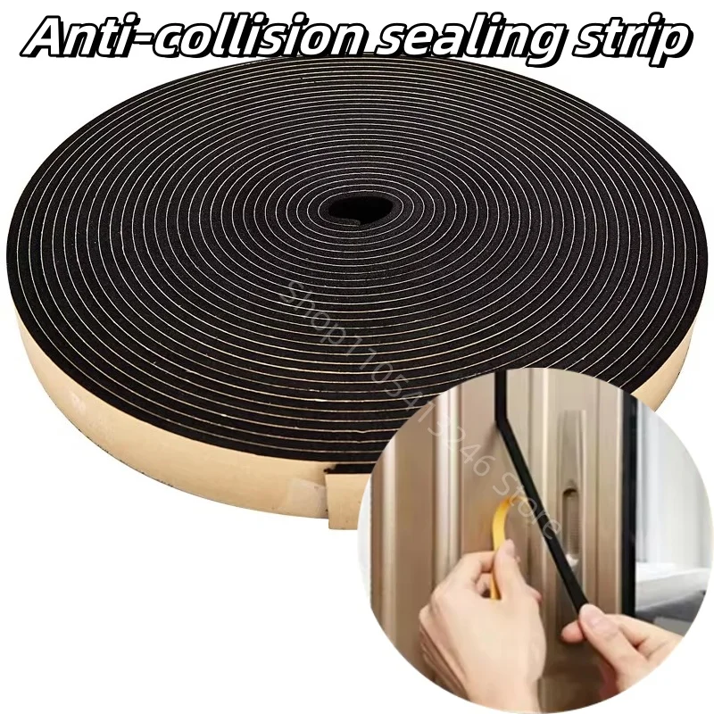 2–10 Meter EPDM-Gummi-Schaumstoff, selbstklebender Dichtungsstreifen für Tür und Fenster, schalldichtes, kollisionssicheres Klebeband, Wandisolierung, Akustikschaum Image