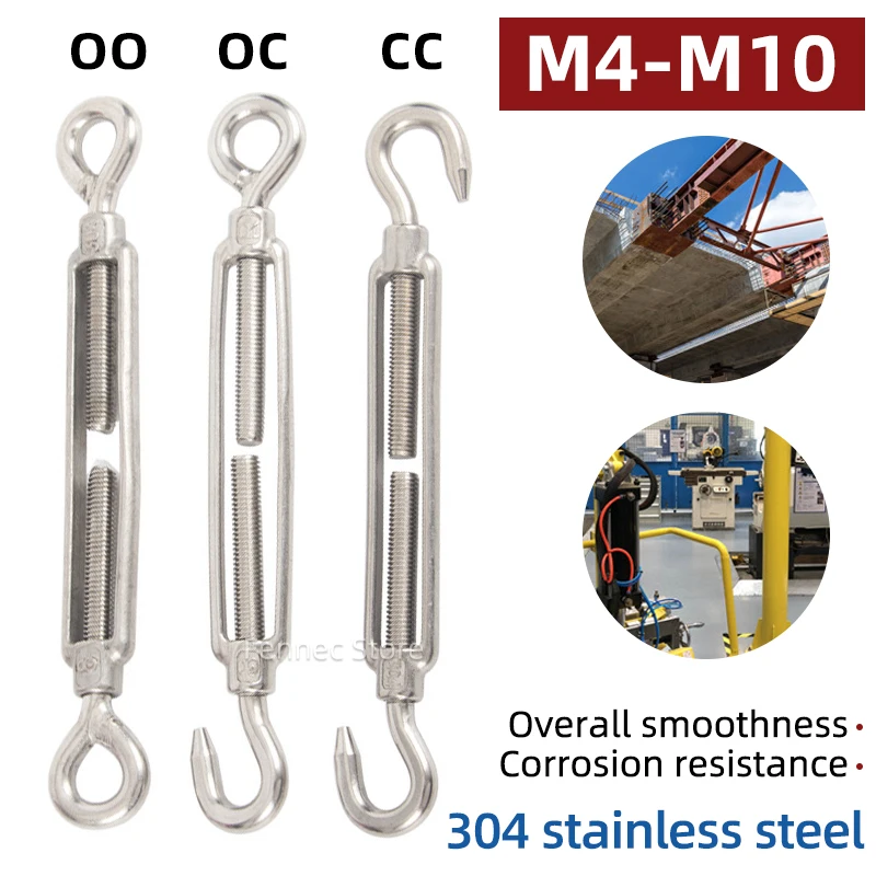5 Stück einstellen Kette Takelage Haken & Auge Spann schloss Drahtseil 304 Edelstahl m4 m5 m6 m8 m10 Spann vorrichtung Linie oo cc Typ Image