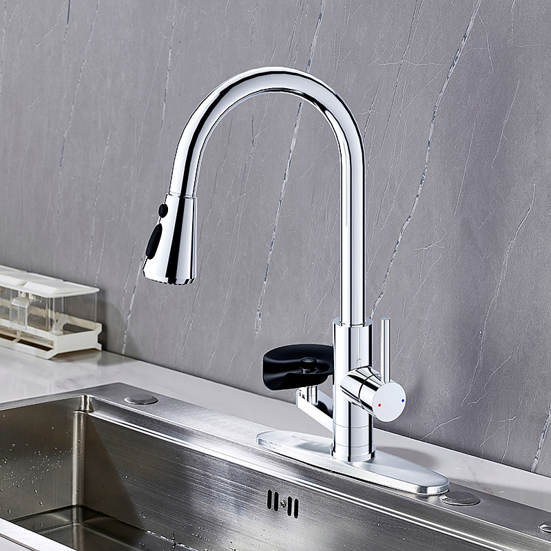 Kitchen Faucet with Soap Dispenser: 304 Stainless Steel Kitchen Sink Faucet with Pull Down Sprayer 3 Modes, Single Handle High Arc Mixer Taps for Sink, RV, Laundry, Bar (Brushed Nickel)