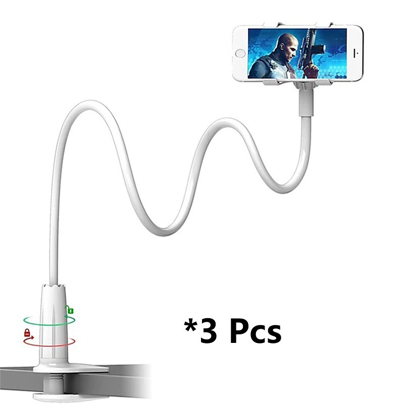 3 Pack Flexible Gooseneck Phone Holder for Bed - 360 Rotating Long Arm Cell Phone Stand, Clip-on Lazy Bracket Mount for Headboard, Desk, Kitchen, Hands-Free Phone Stand Compatible with All Smartphones