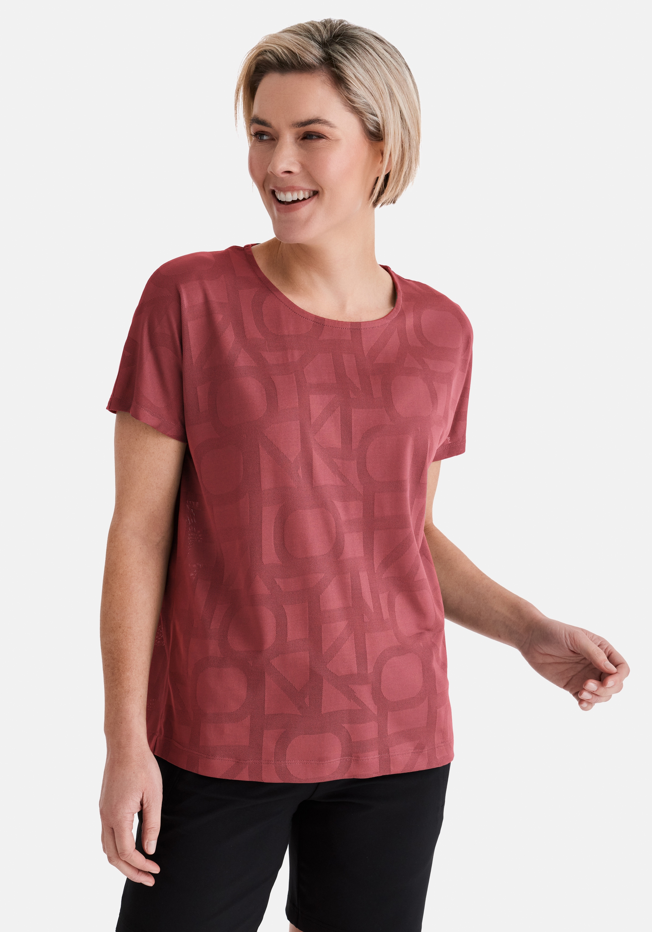 T-Shirt STOOKER WOMEN "CARLY Sport T-Shirt", Damen, Gr. 48/50, rot rose, Feinstrick, 100% Polyester, loose fit, Rundhals, Shirts T-Shirt, Sport T-Shirt kurzarm für Damen