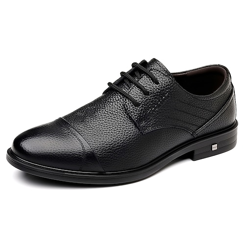 Schwarze Herren-Business-Casual-Schnürschuhe, leichte und bequeme Oxford-Schuhe für Büro, Geschäftstreffen, Hochzeiten, Bankette und elegante formelle Anlässe. Image