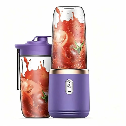 Tragbarer Mixer für Shakes und Smoothies, wiederaufladbarer USB-Mixer mit 2 Reiseflaschen, 6 scharfe Klingen, kabelloser BPA-freier Smoothie-Maker für Reisen, Fitnessstudio und Büro heim Image