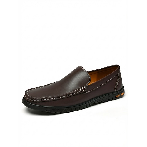 Braune Herren-Slipper, leichte und bequeme Schuhe zum Hineinschlüpfen, weiche und elegante Freizeitschuhe für Resortabende, Urlaubsessen, Strandspaziergänge, Kreuzfahrten und einen entspannten Urlaubsstil Image