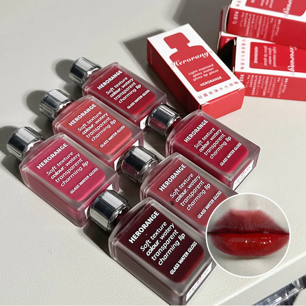 Leicht Glas-Wasserglanz, Herorange-Lippenglasur, Spiegel, feuchtigkeitsspendend, pralle Lippen, lässt sich nicht leicht auf die Tasse kleben, langanhaltendes Make-up Image