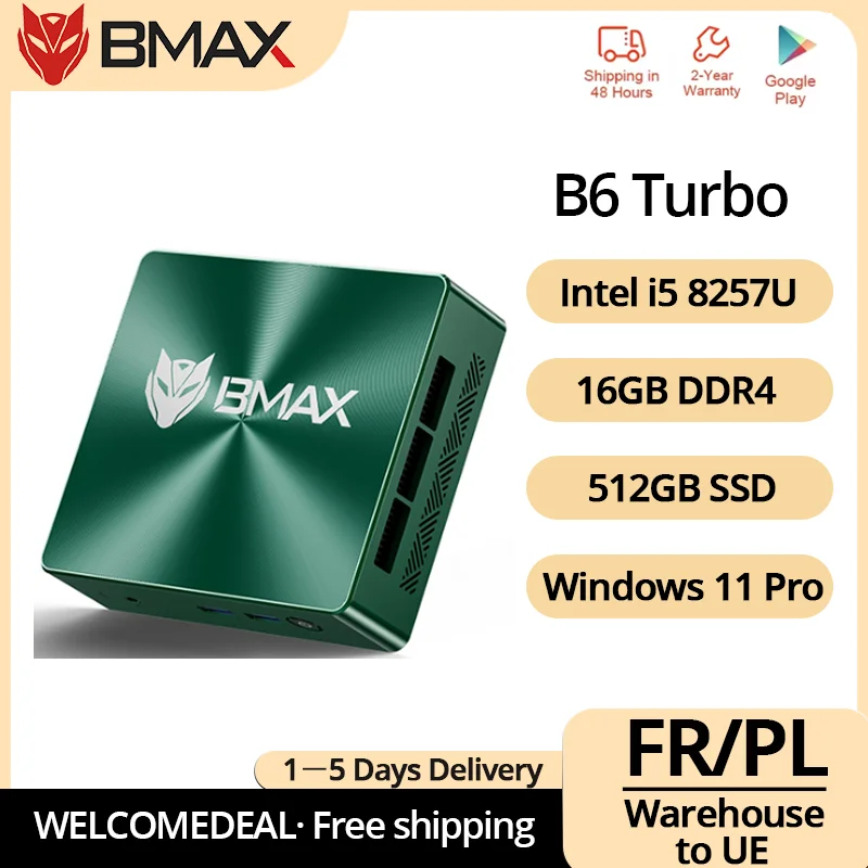 BMAX Mini-PC B6 Turbo Intel Core i5 8257U Windows 11 16GB RAM 512 GB SSD HDMI USB DP Ethernet Bluetooth WIFI Computer Image
