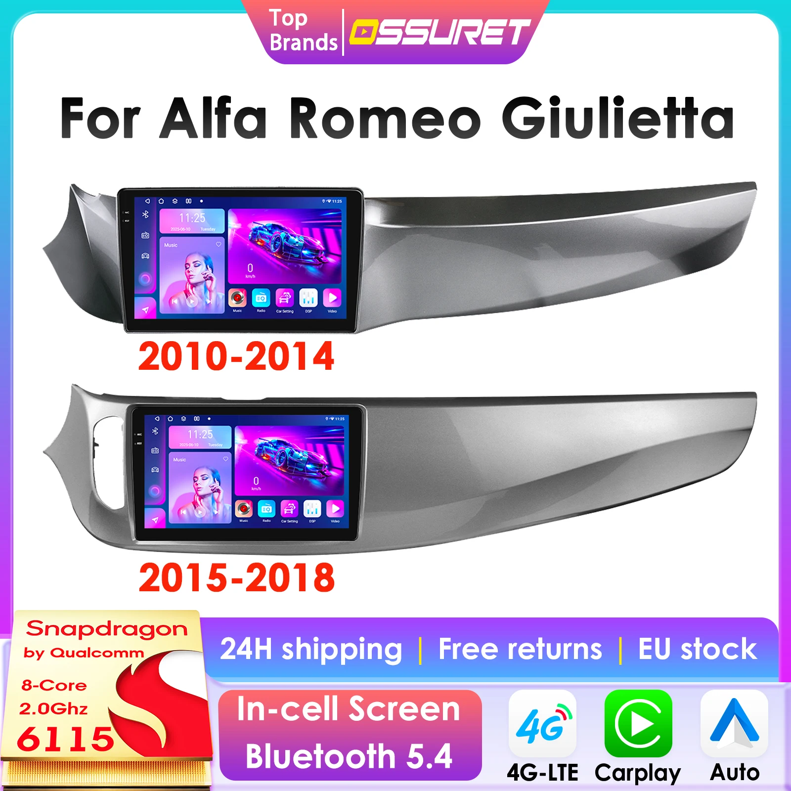 2Din 360Kamera Android13 Auto Radio Für Alfa Romeo Giulietta 2010-2018 Auto Multimedia Player Intelligente Bildschirm autoradio carplay Image