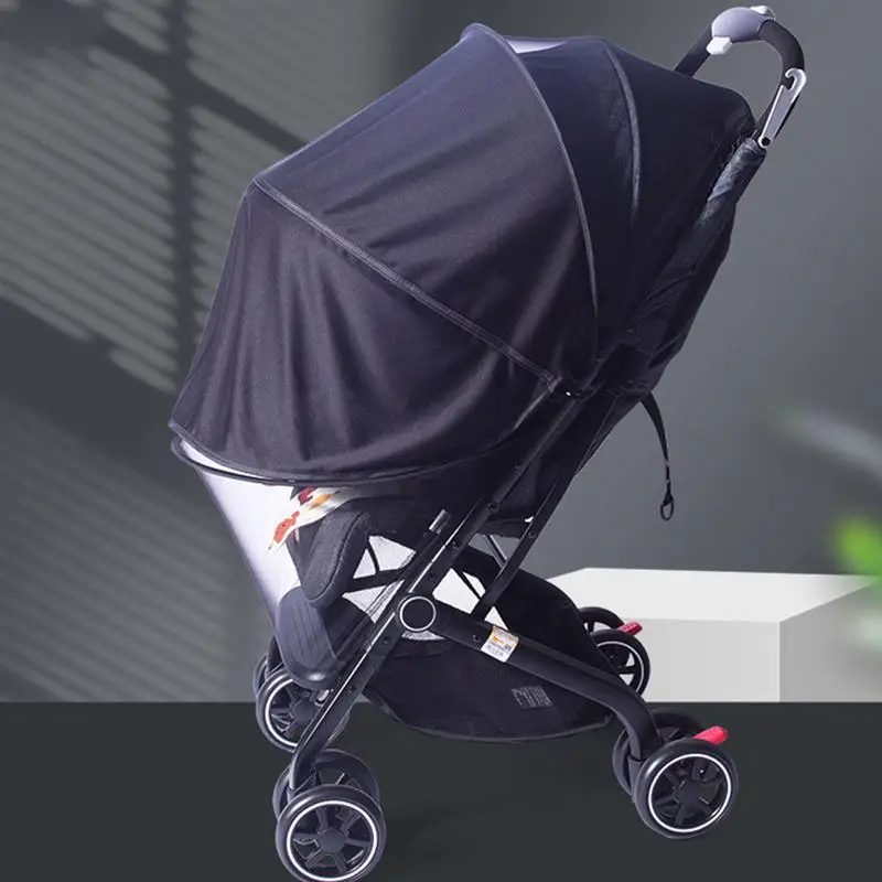 Kinderwagen Sonnenschirm UPF50 Kinderwagen Mücken Mesh Net Baldachin Atmungsaktive Zwei-Wege-Reißverschluss Stubenwagen Befestigung Für Outdoor Baby Reisen Image