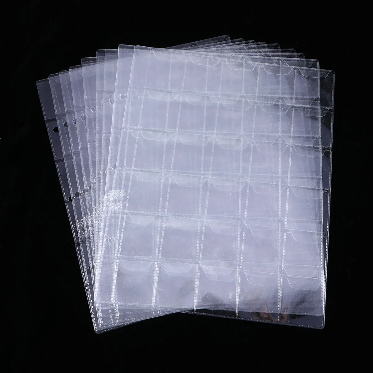10 Stück 42-Fächer Münzalbum Innenseiten PVC-Münzhalter für Währungs- und Briefmarkensammlung Aufbewahrungsorganizer Image