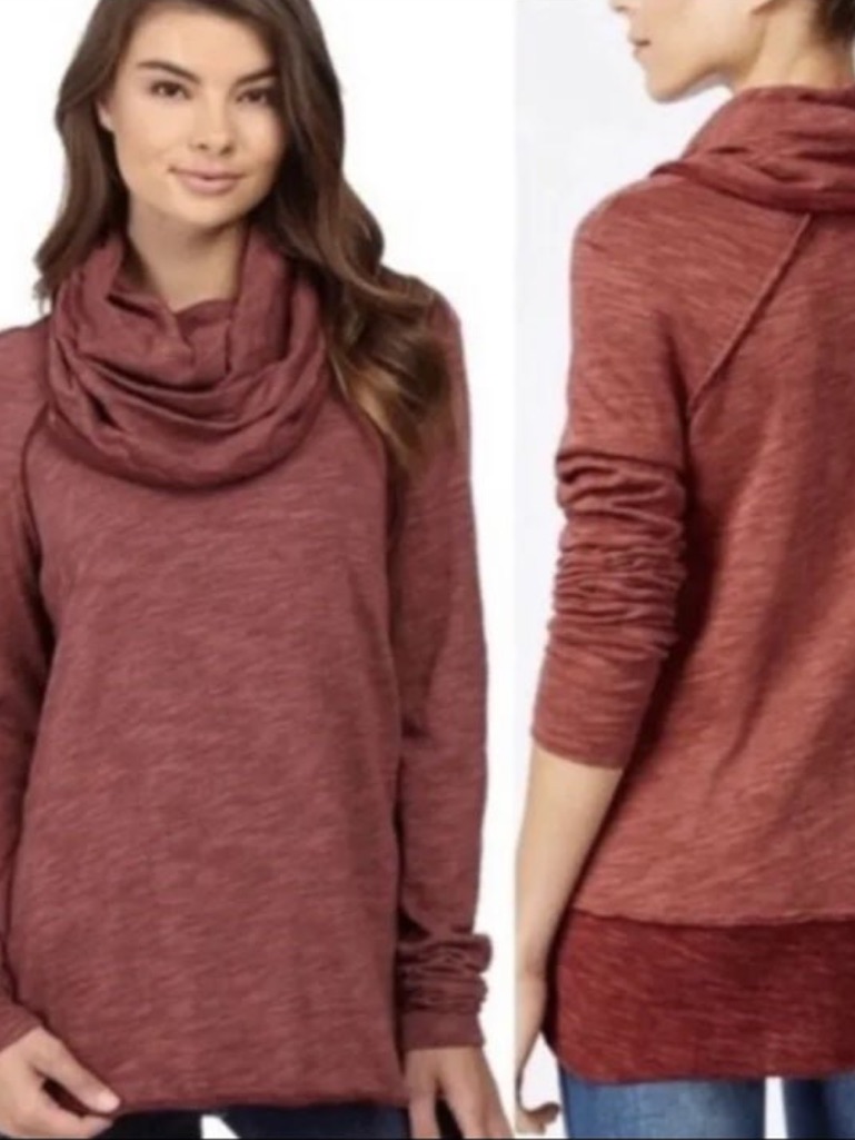 Free People Tops | Free People Beach One Body Cotton Cocoon Cowl Pullover | Color: Red | Size: Sj