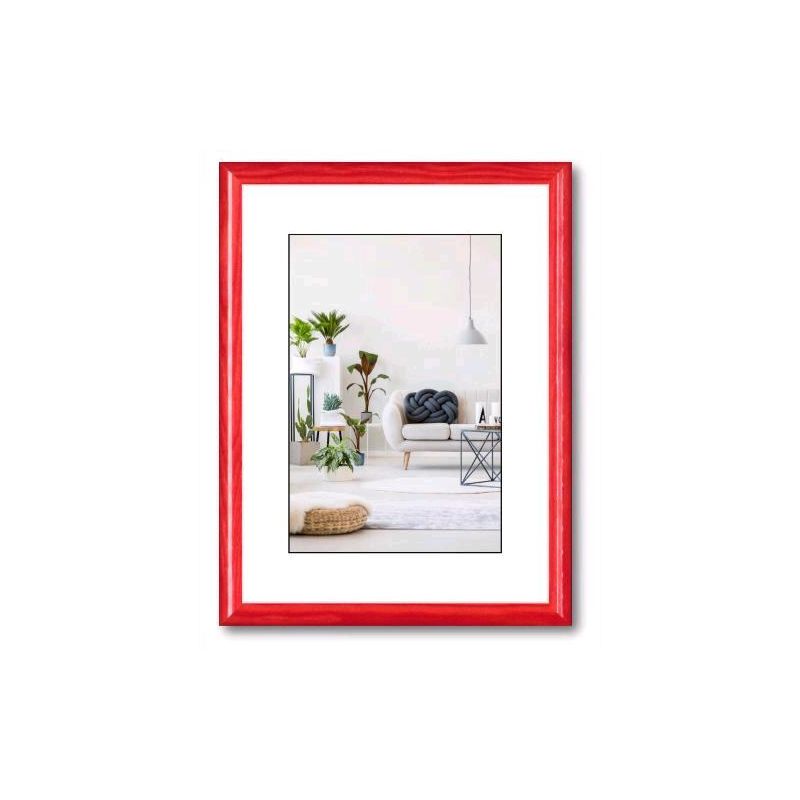 Eacommerce - Cornice Foto Portafoto Da Tavolo Da Muro Colors Legno Di Pino Colore Rosso 20x30 Cm 20x30 Cm Colore Rosso