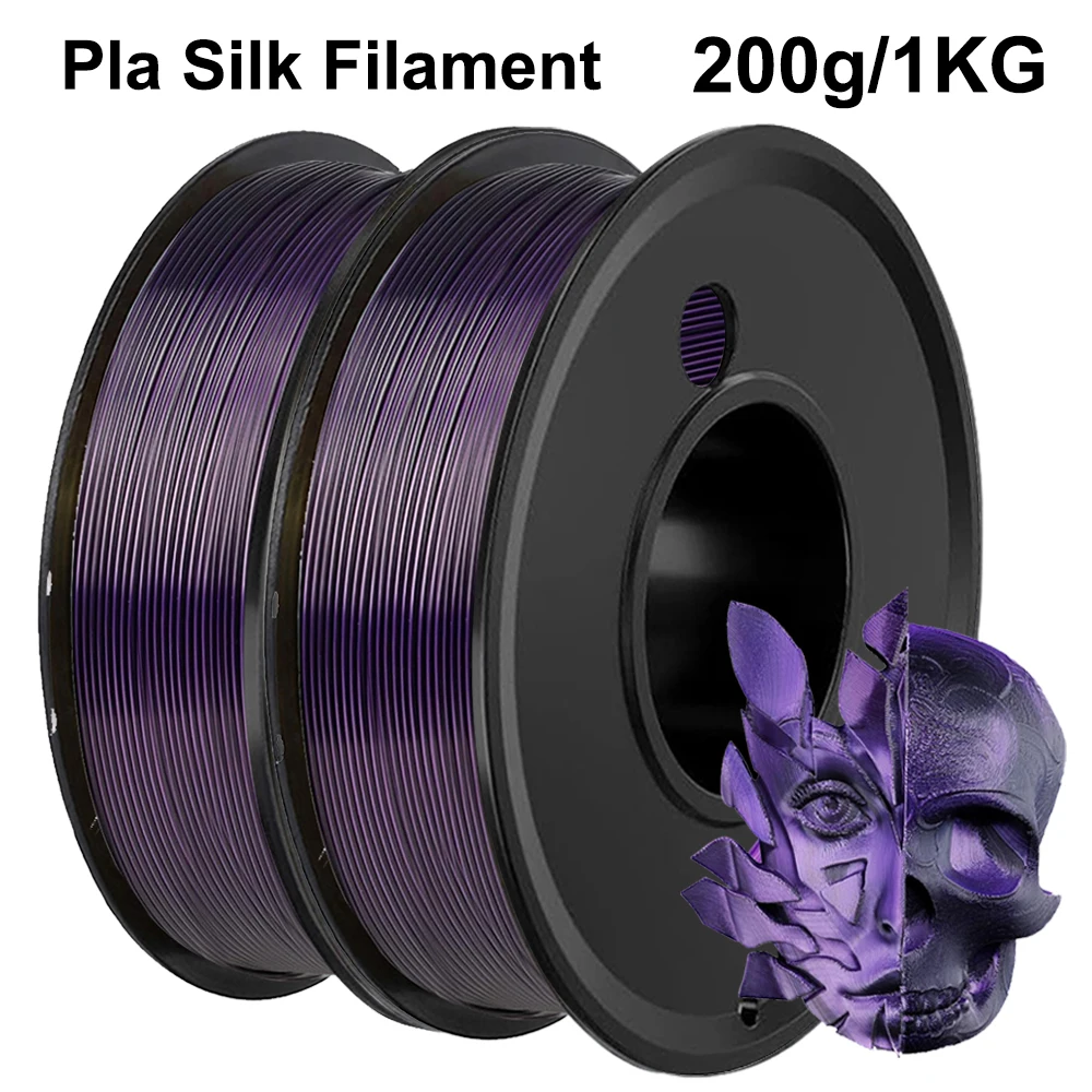 250g 500g 1Kg 2 Farben PLA Seide Schwarz Lila 3D-Drucker Filament Zweifarbig Seide Lila Schwarz 1,75mm PLA 3D-Druckmaterial Image