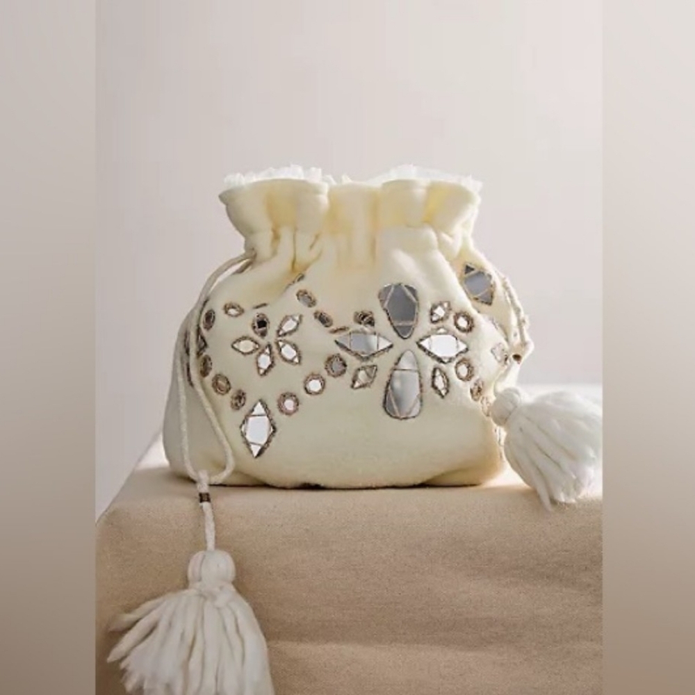 Free People Bags | Free People Cute Tassel Sac...Cute Wristlet / Gift Sac Nwt Cream | Color: Cream/White | Size: Os