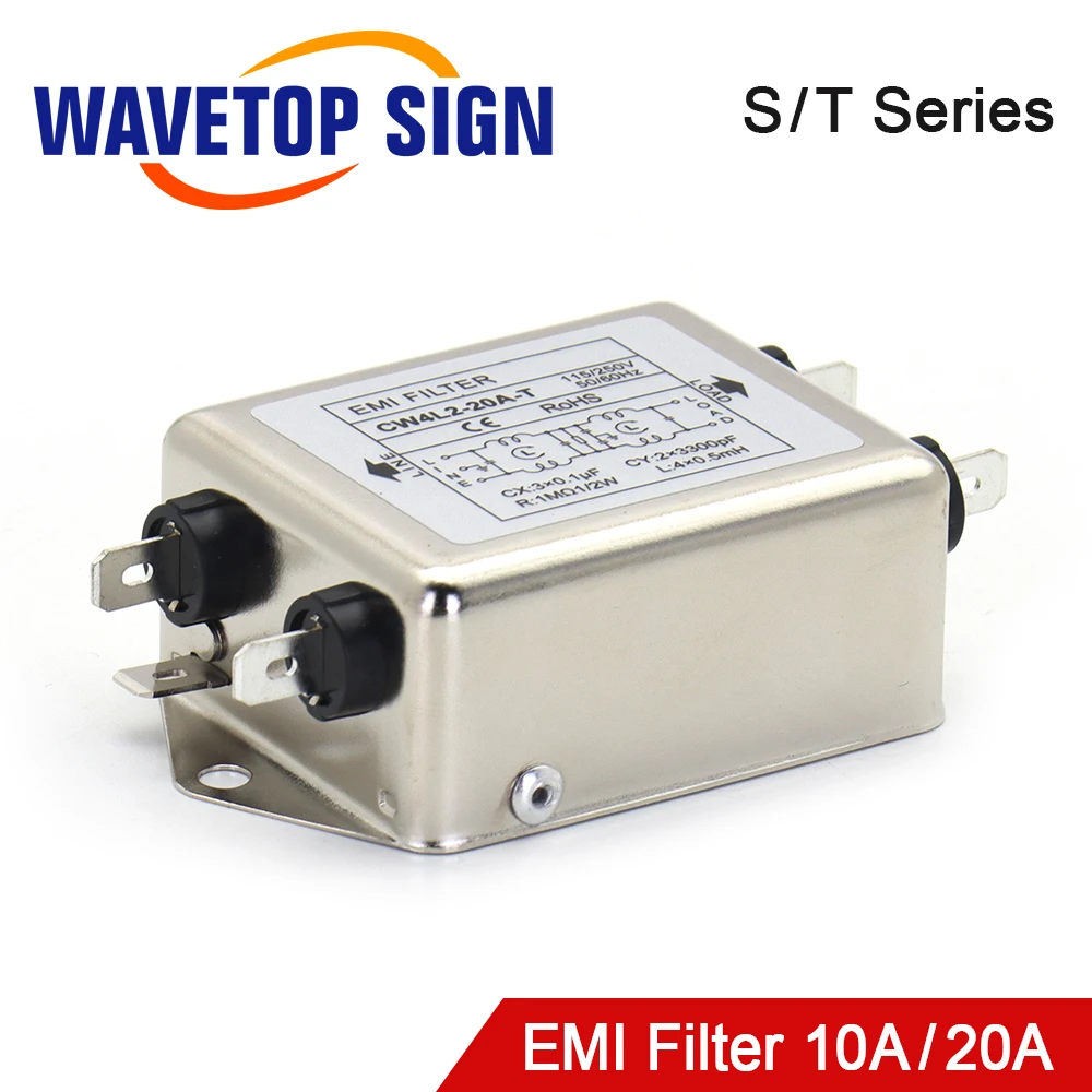 WaveTopSign Power EMI Filter CW4L2-10A-T/S CW4L2-20A-T/S Einphasig AC 115V / 250V 20A 50/60HZ Image
