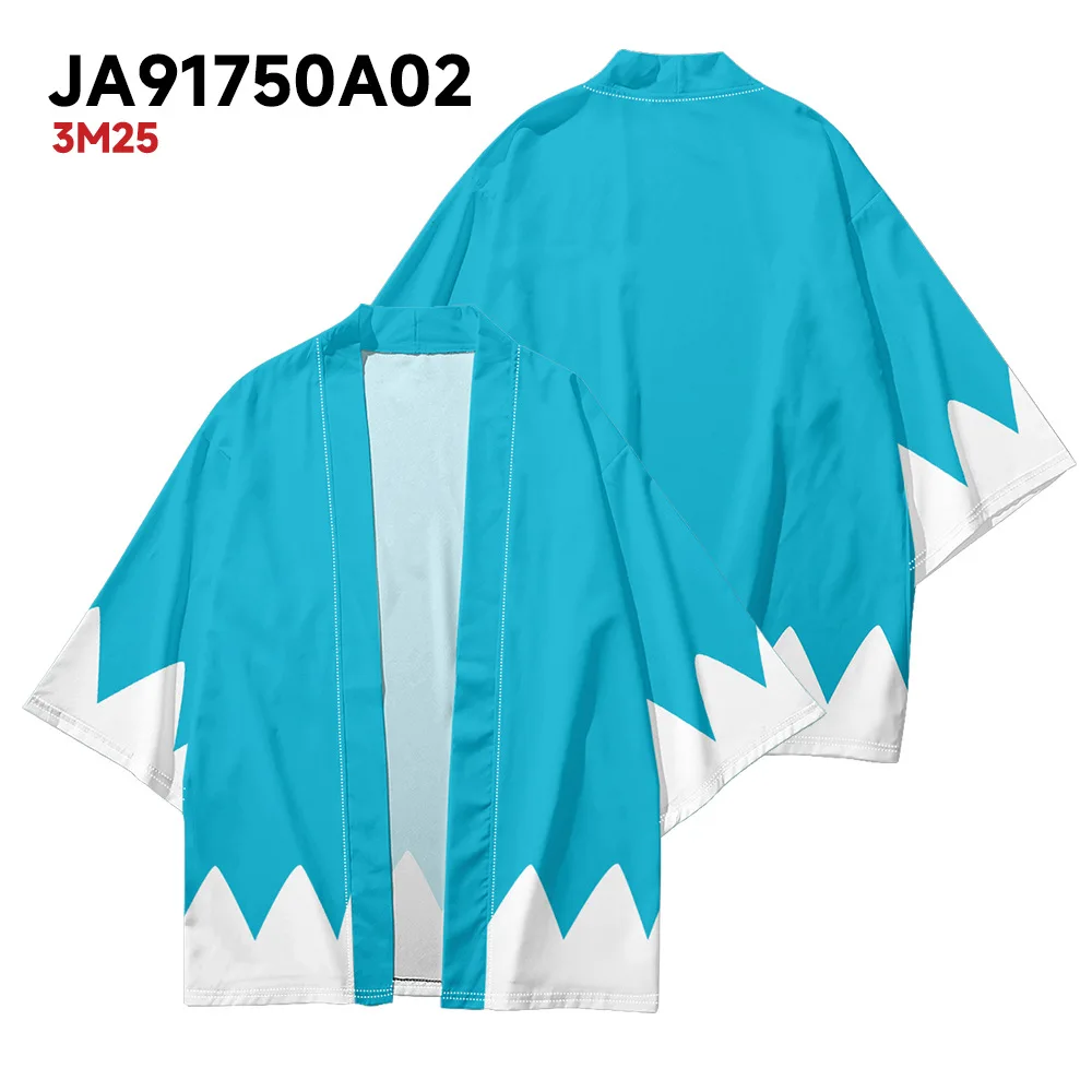 Harajuku Haori Sommer Kimono Streetwear Fashion Blau Weiß Print Kostüm Japanische Herren Kimono Yukata