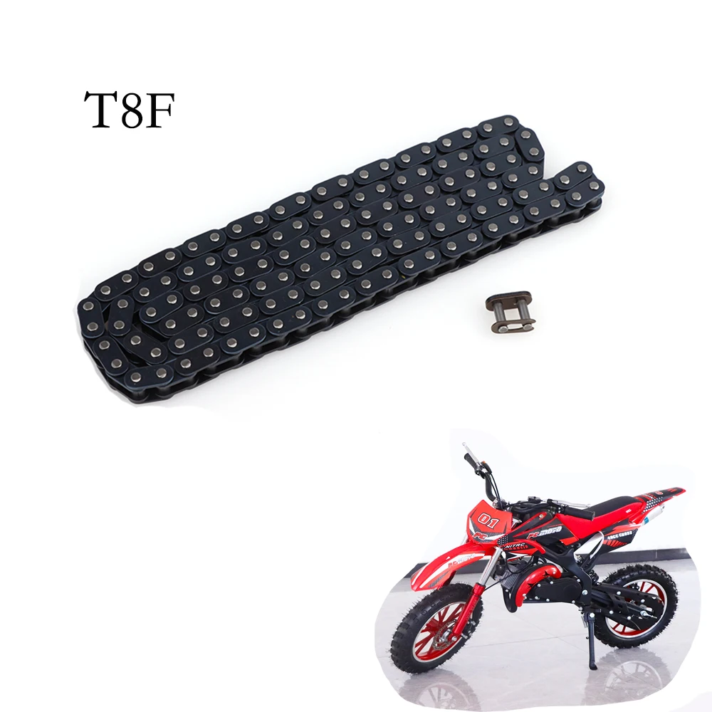 T8F Kette 116/126/136 Glieder mit Ersatz-Hauptglied für 47cc 49cc Mini Dirt BIKE Minimoto Pocket ATV Quad Bikes Motorradteile Image
