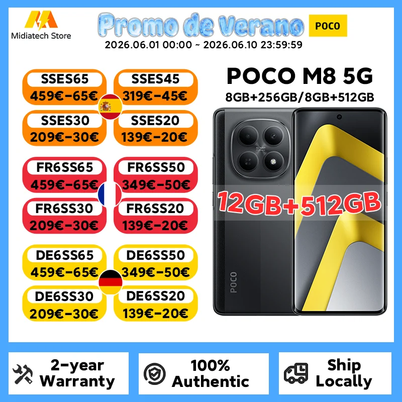 Globale Version POCO M8 5G Handy Smartphone Snapdragon 6 Gen 3 6,77 Zoll AMOLED-Display 50MP Kamera 5520mAh Akku 45W POCO Handy Image