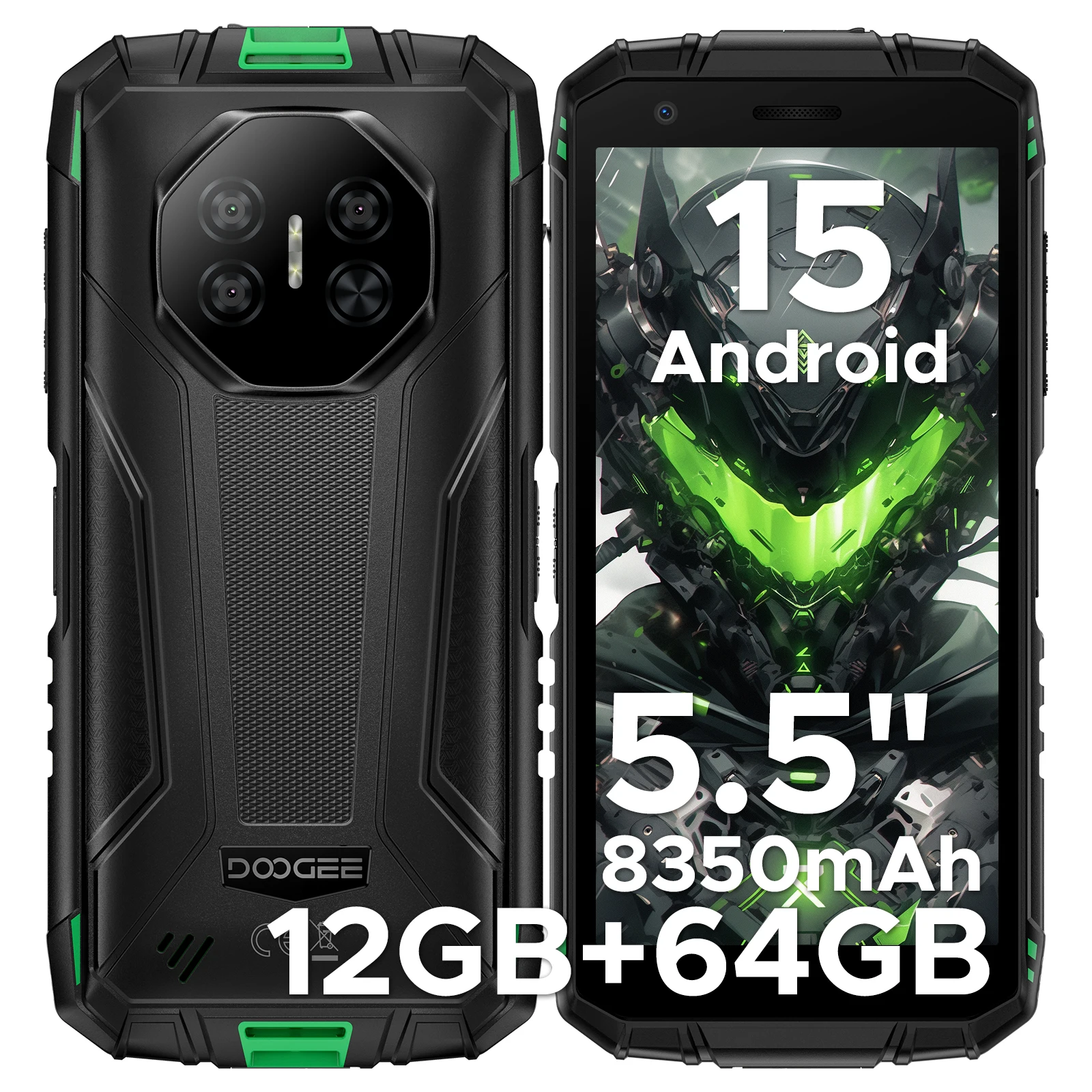 DOOGEE Fire 3 Robustes Smartphone 5,5'' Display 8350mAh Akku 12GB RAM (3GB+9GB) 64GB ROM Android 15 Smartphone Unterstützt Widevine L1