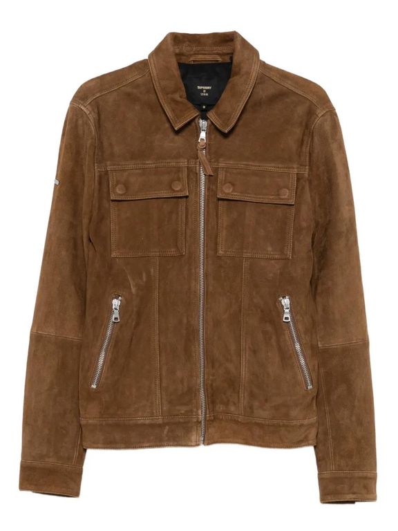 Zip-Up Leather Jacket - Brown - Superdry Jackets