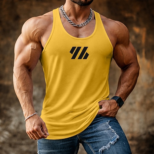 Herren Tank Top Weste Unterhemd Ärmelloses Shirt Ärmellos Rundhalsausschnitt V Ausschnitt Rundausschnitt Sommer Einfach Mode Sportlich Klassisch Schnelltrocknend Lässig Fitnessstudio Straße Schwarz Image