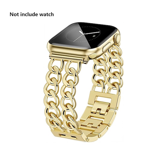 Schmuck Armband Kompatibel mit Apple Watch Armband 38mm 40mm 41mm 42mm 44mm 45mm 46mm 49mm Glitzer Doppelte Kette Luxus Legierung Ersatzarmband für iwatch Ultra 3 2 Series 11 10 9 8 7 SE 6 5 4 3 2 1 Image