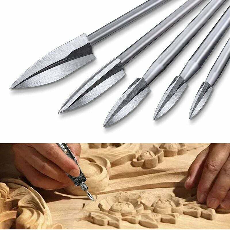 Punte Per Incisione Su Legno Lablanc, Set Di 5 Utensili Per Intaglio Per Utensili Rotanti Con Attacco Universale Da 1/8 Di Pollice Per Utensili Rotanti