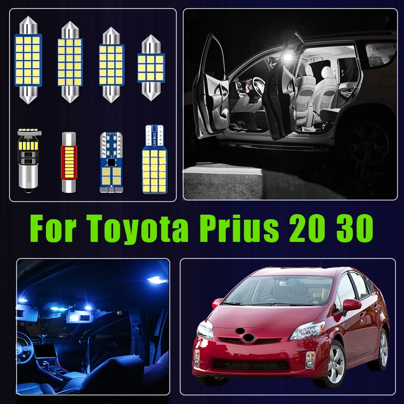 Für Toyota Prius 20 30 2004 - 2010 2011 2012 2013 2014 2015 Auto-LED-Lampen Innenbeleuchtung Kennzeichenbeleuchtung Kofferraumbeleuchtung Zubehör Image