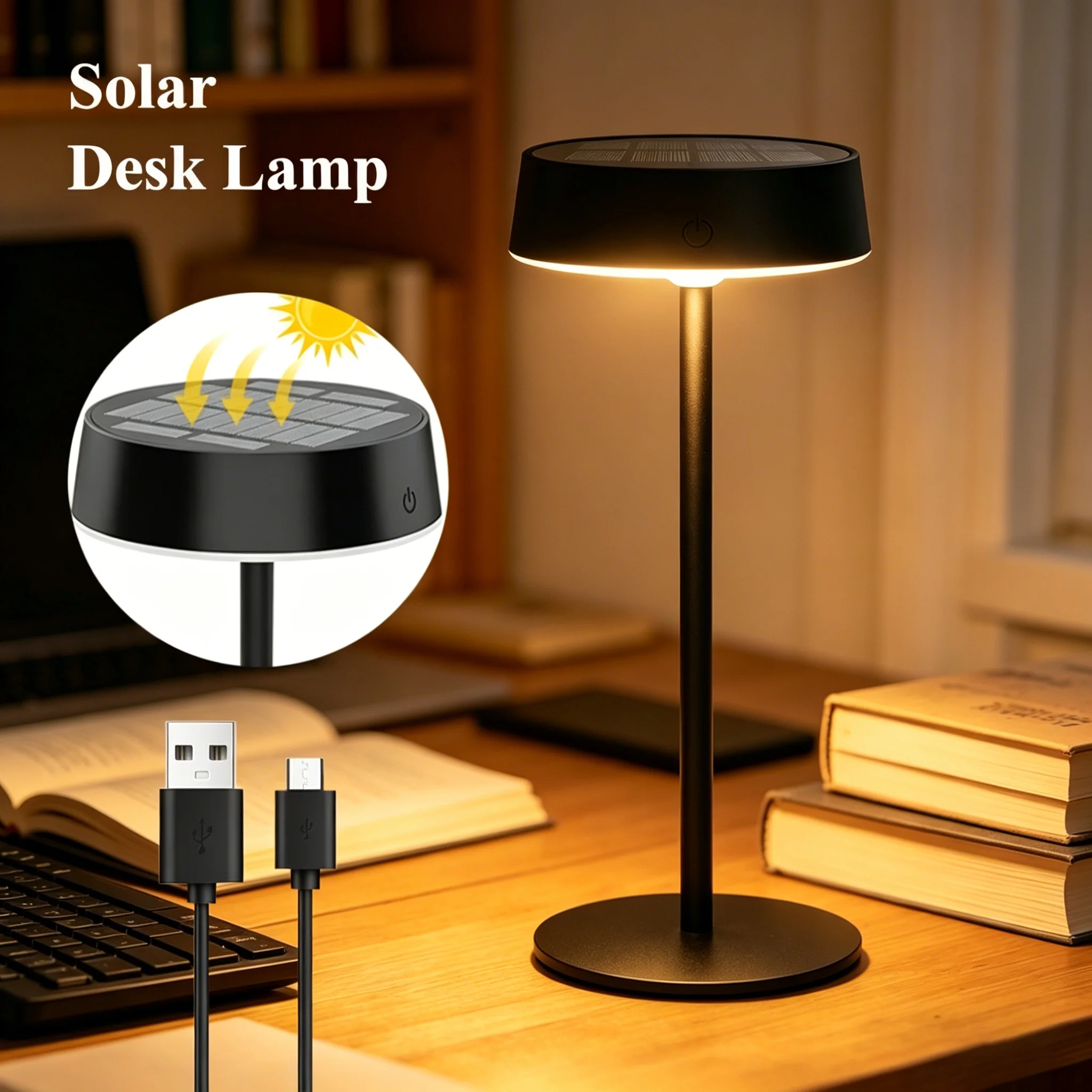 Nouvelle lampe de bureau solaire, lampe de table pour chambre à coucher, camping, deux modes de charge, 3 températures de couleur, étanche, veilleuses pour la maison lampe solaire lampe lampe led