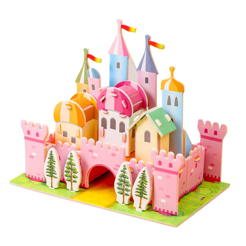 Puzzle 3D fai-da-te Castello Costruzione di casa Modello di carta Scuola materna Giocattoli per bambini Puzzle Puzzle per bambini Giocattoli educativi
