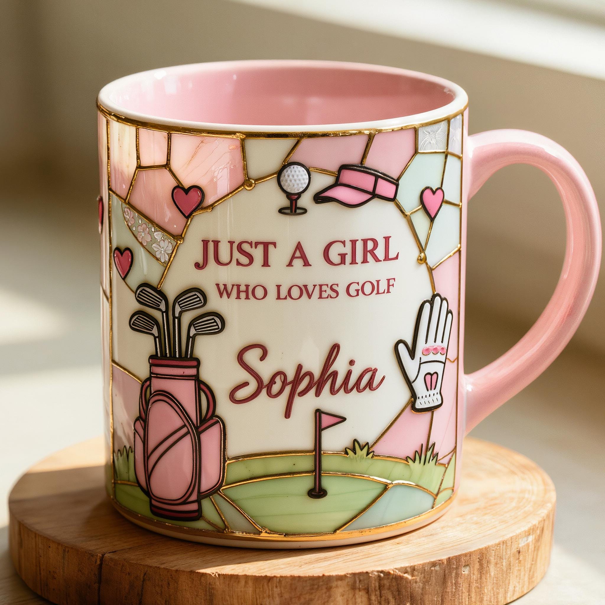 "Tazza da golf personalizzata per donne, Tazza \"Solo una ragazza che ama il golf\", Tazza da caffè con nome personalizzato, Regalo per amanti del golf,"