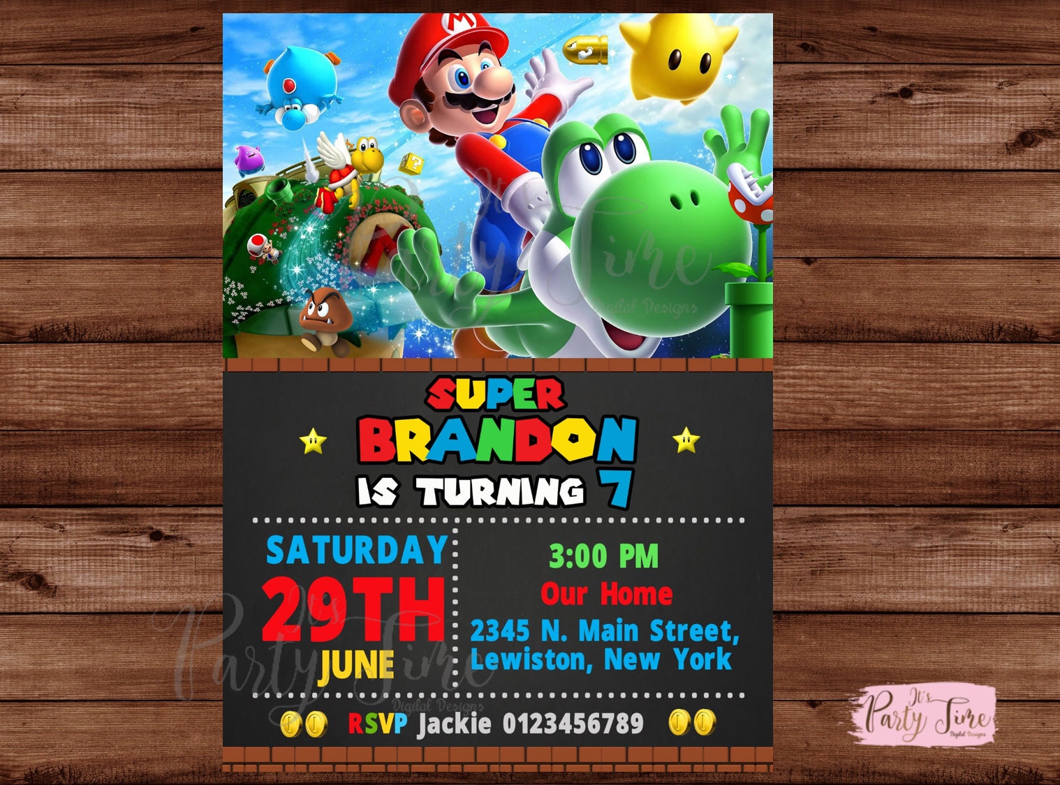 Invito Mario Bros - Invito compleanno Mario Bros - Mario Bros Party - Super Mario Invito - Invito Mario e Luigi. FILE DIGITALE