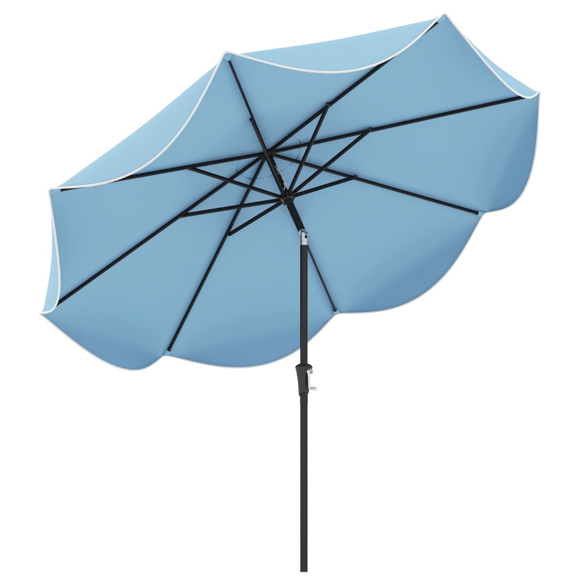 Helloshop26 - Neigbarer Sonnenschirm mit Kurbel 280 x 245 cm angenehmer Schatten durch geraffte Ränder modernes Design blaues 20_0012986 Image