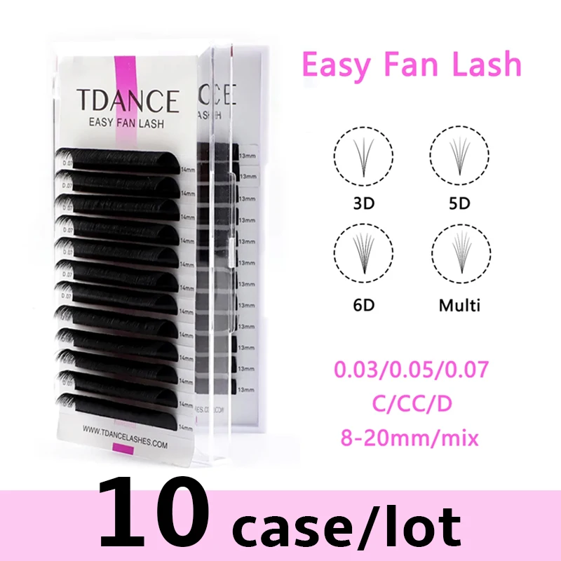 TDANCE 10 teile/los Weiche Schnelle Blühende Volumen Wimpern Extensions selbstfanning Schnelle Fan Einzelne Wimpern Schnelle Automatische Blühende Image