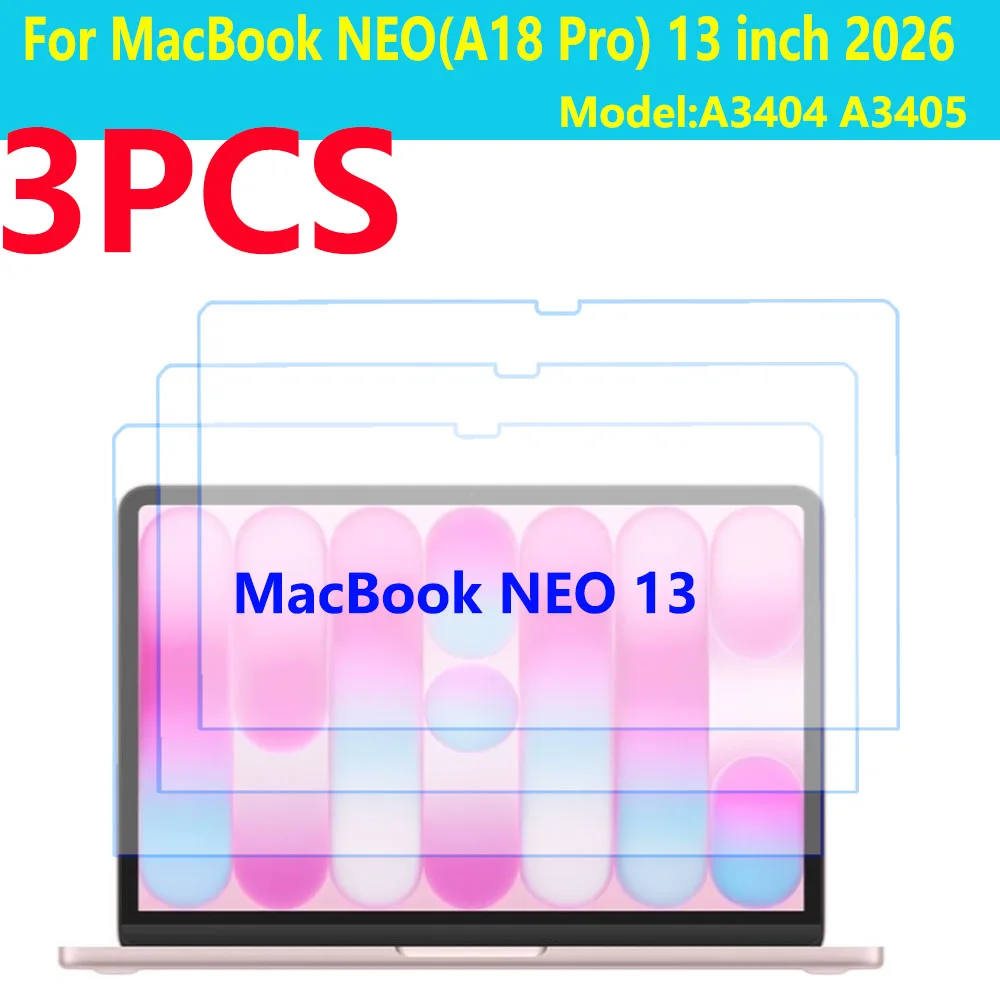 HD-Displayschutz aus gehärtetem Glas für MacBook Neo (A18 Pro) 13 Zoll 2026, kratzfeste Schutzfolie, Modell A3404 A3405