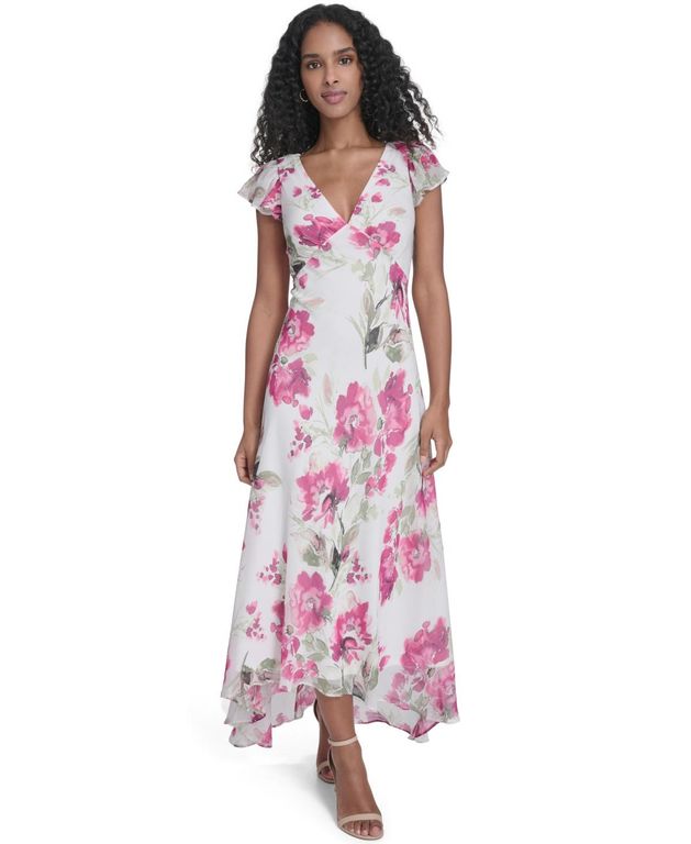 V-neck Maxi Dress - Purple - Calvin Klein Dresses