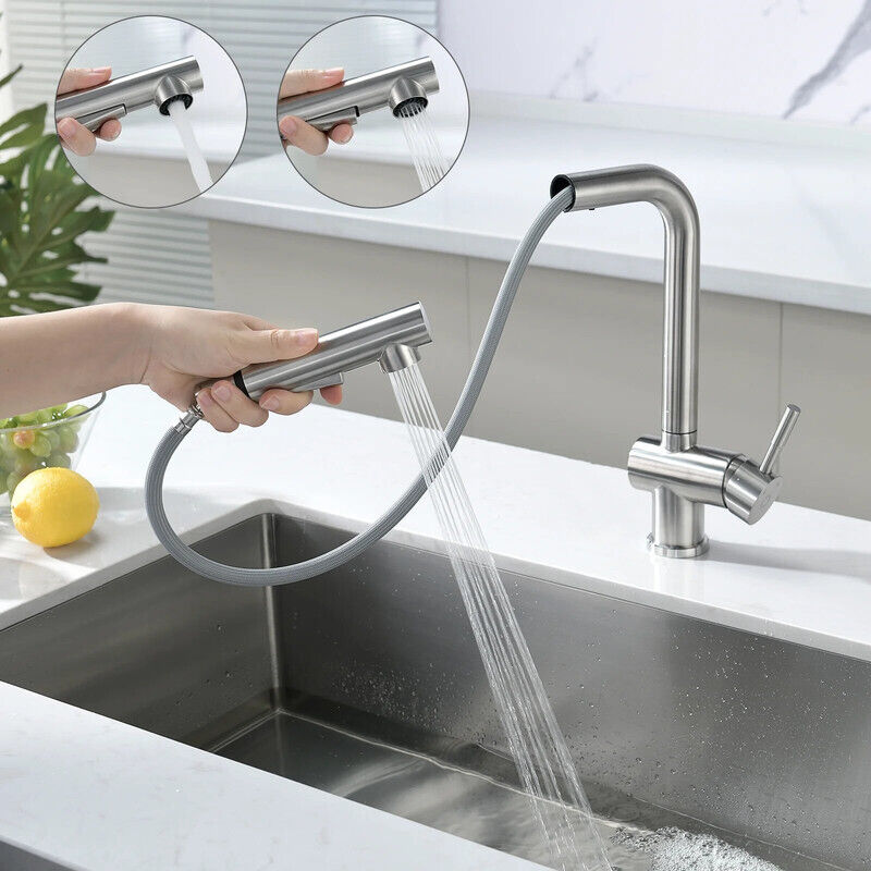 Cecipa Rubinetto Da Cucina , Rubinetto Da Cucina Estraibile, Rubinetto Da Cucina Con 2 Tipi Di Getto D'Acqua, Rubinetto Lavello Girevole A 360°
