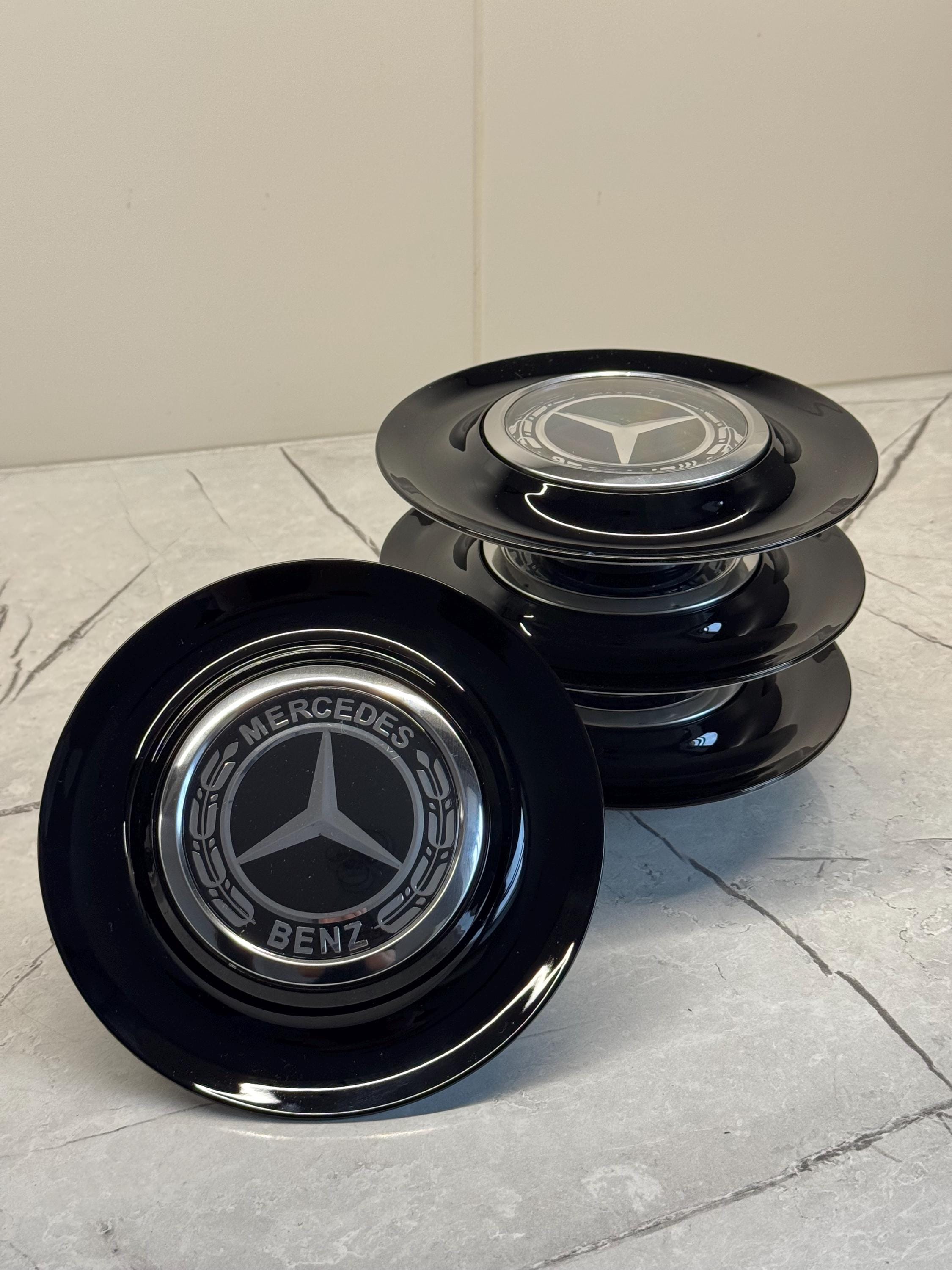 "Set di 4 coprimozzi ruota flottanti neri Mercedes Benz Black Ghost Spin Forigato Levitates 182 mm Classe S Classe E Classe V XL 20\"22\"24\"26"