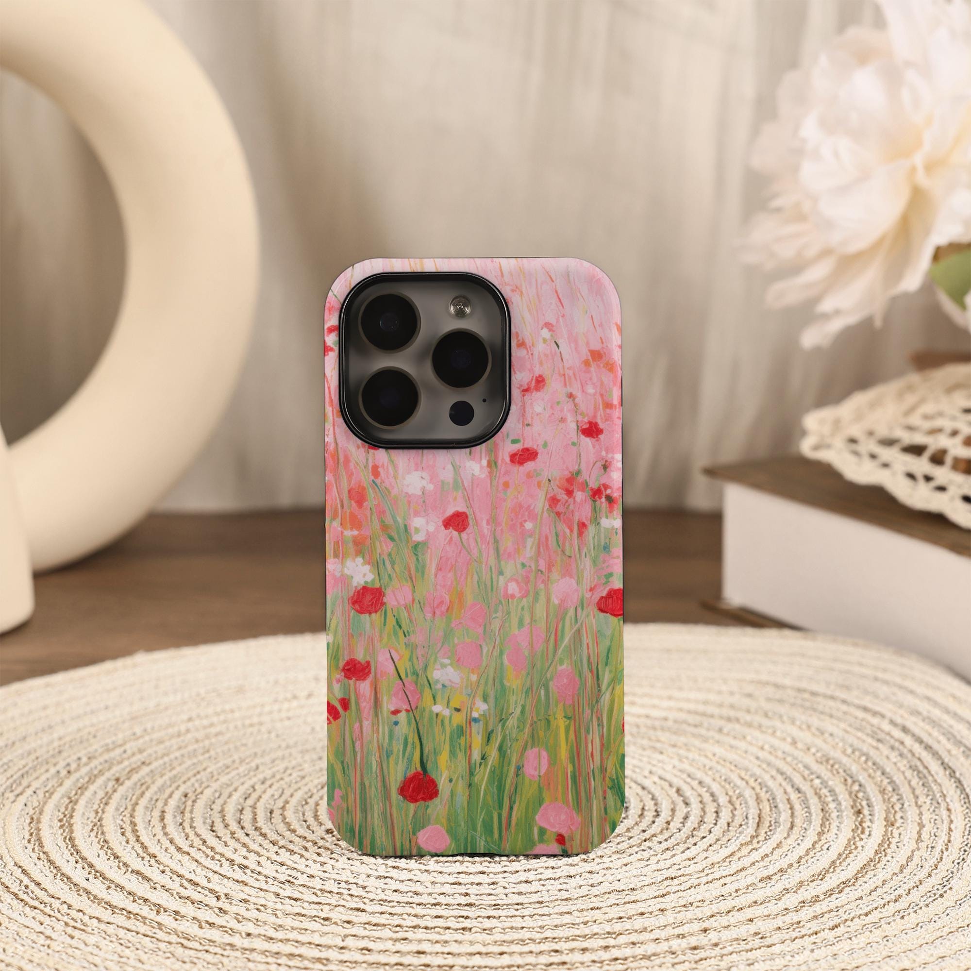 Custodia per telefono con dipinto ad olio di fiori rossi, compatibile con iPhone 17 Pro 17 Air iPhone 17/16/15/14/13/12 Pro Max 16/15/14 Plus 12 13 Mi
