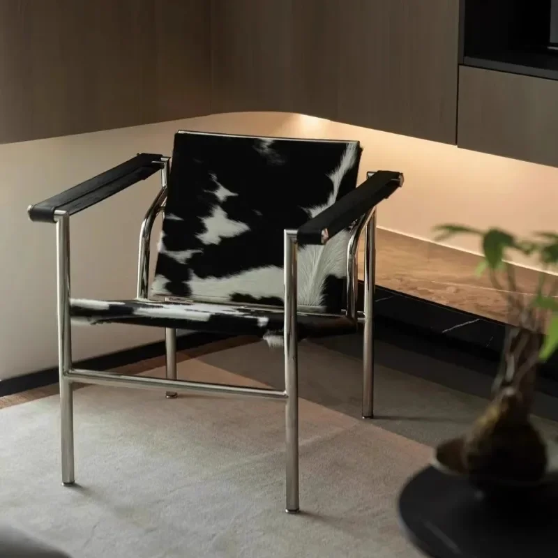 Le Corbusier Italienischer Stil Einzelsofa-Sessel Designer Vintage Einzelsessel Edelstahl Freizeitsessel