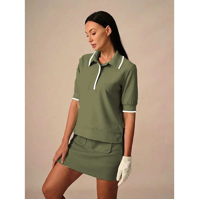 Women's Golf Polo Shirt Navy Black White Short Sleeve Shirt Ladies Golf Attire Clothes Outfits Wear Apparel