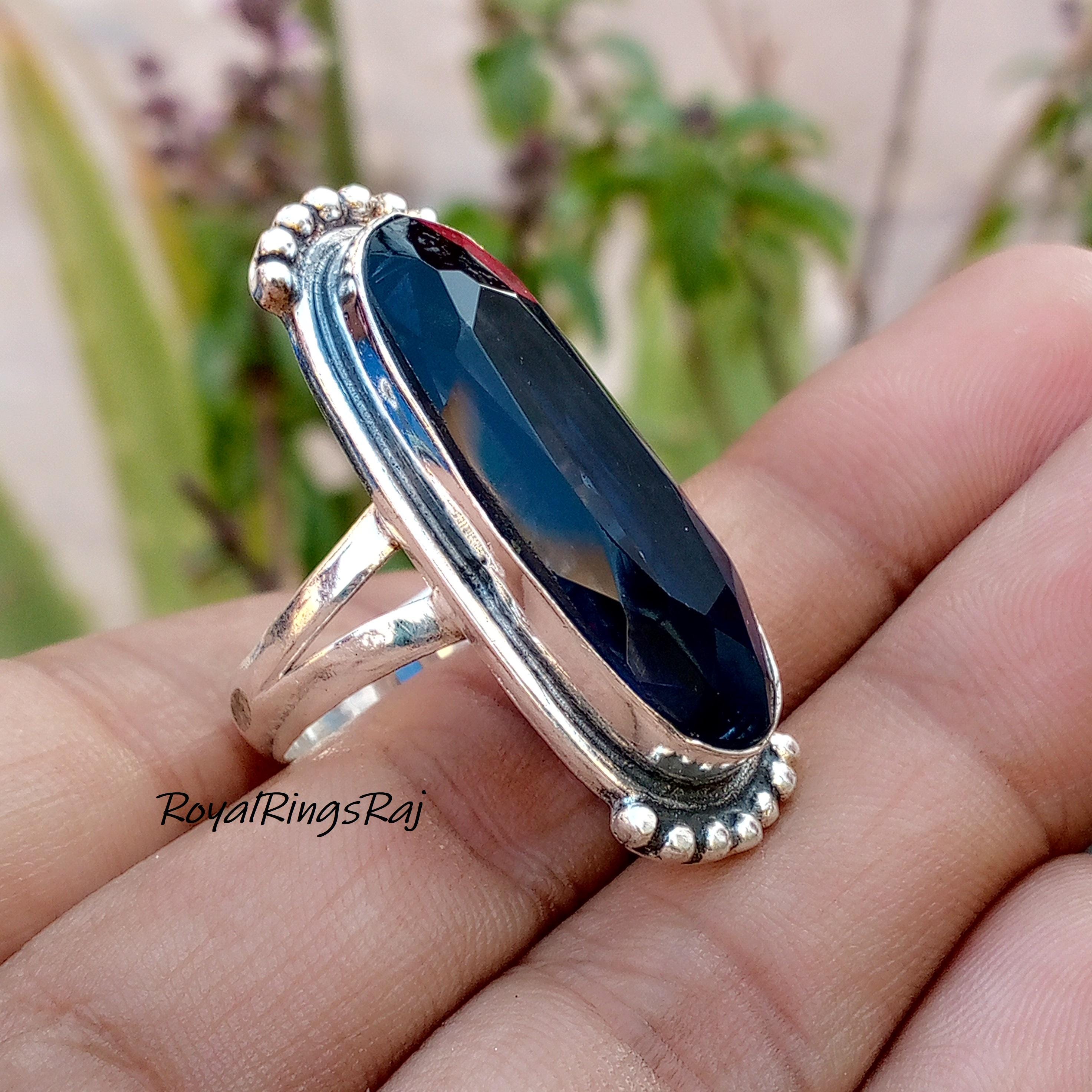 Anello di design con pietra preziosa tanzanite, anello in argento sterling 925, anello fatto a mano, anello unisex, anello classico con pietra prezios