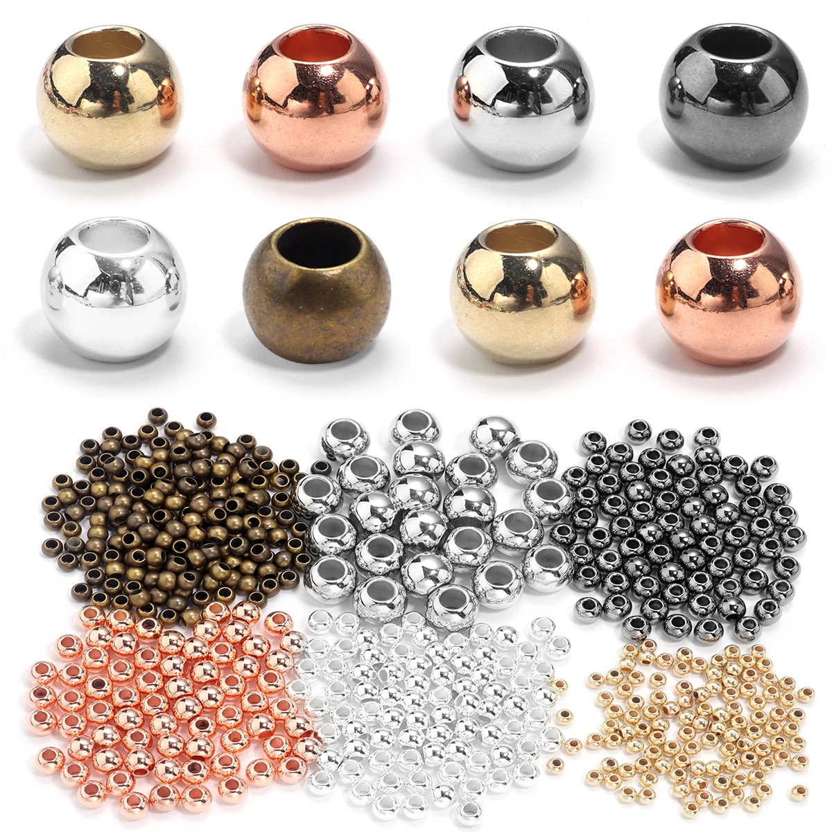 20-100 teile/los CCB Große Loch Perlen 4/5/6/8/10/12/14mm Runde Kugel Perlen Lose Spacer Perlen Für DIY Schmuck Machen Halskette Armband