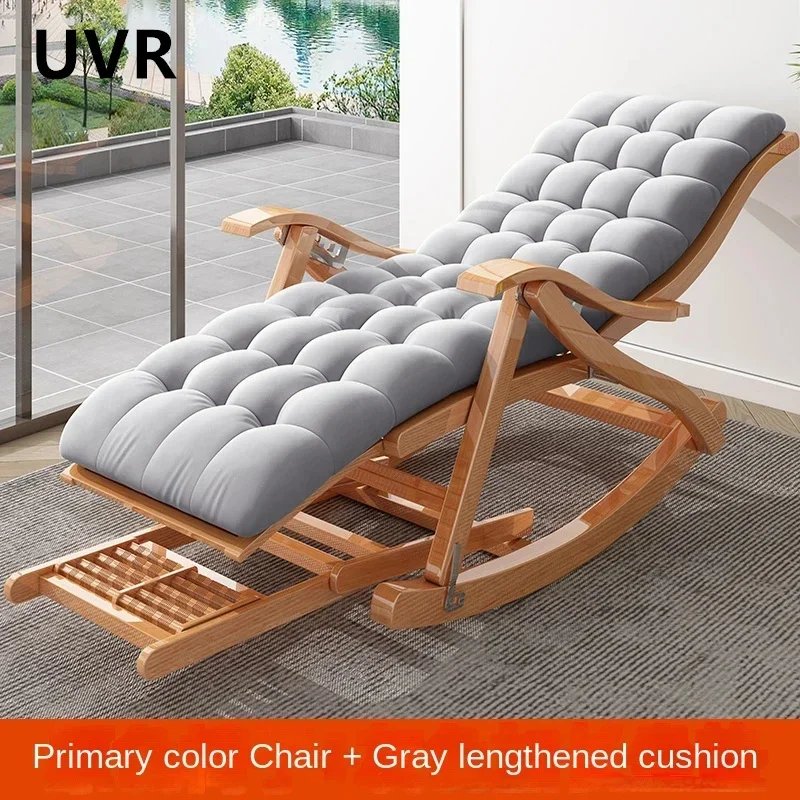 UVR Liegestuhl für Erwachsene, zusammenklappbar, Schaukelstuhl, Wohnzimmer, Sessel, Bett, Büro, Mittagspause, Nickerchen, Rückenlehne, Hocker, Chaiselongue aus Bambus