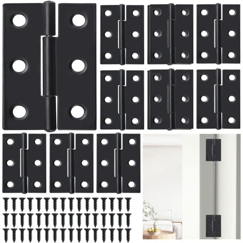 Dpzo - 24 Pezzi Cerniera Per Porta Cerniera Invisibile 34 55 Mm Cerniera Piatta Cerniera Nera Cerniera Per Porta Dell'armadio Cerniere Per Porta Rimovibili Cerniere Per Porta Con Cuscinetti A Sfera Con Viti