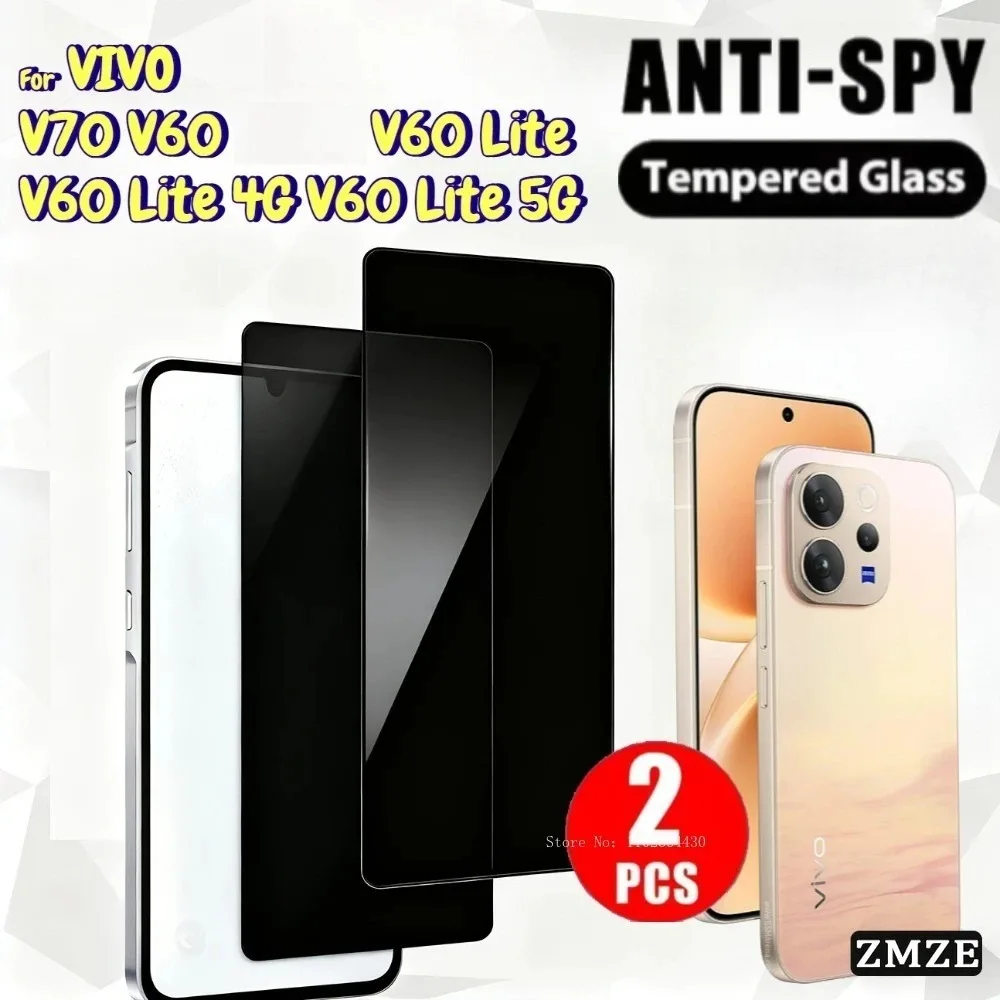 2 Stück für VIVO V60 V70 Elite V70 FE Serie Sichtschutz aus gehärtetem Glas für V60 Lite 4G V60 Lite 5G Front Anti-Spy Displayschutzfolie Image
